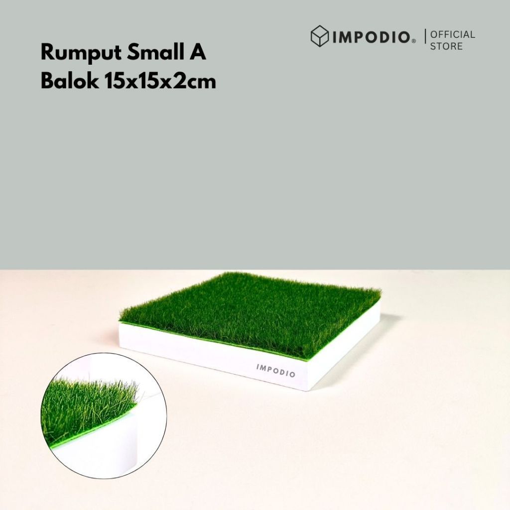 IMPODIO Podium Kotak Alas Rumput Sintetis Ukuran 15x15cm - Props Foto Produk Display Risers Miniatur Action Figure Aesthetic Studio Foto