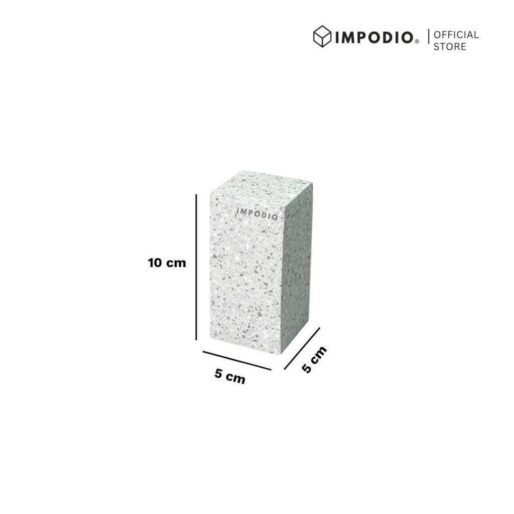 IMPODIO Display Stand Kayu Motif Terrazzo - Kubus Geometri Display Props foto Produk Skincare & Perhiasan