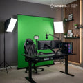 IMPODIO Green Screen 150x200cm Roll Up Portable Pull Up Stand Ground – Backdrop Background Foto Studio, Video, Live Streaming, Chroma Key & Konten Kreator