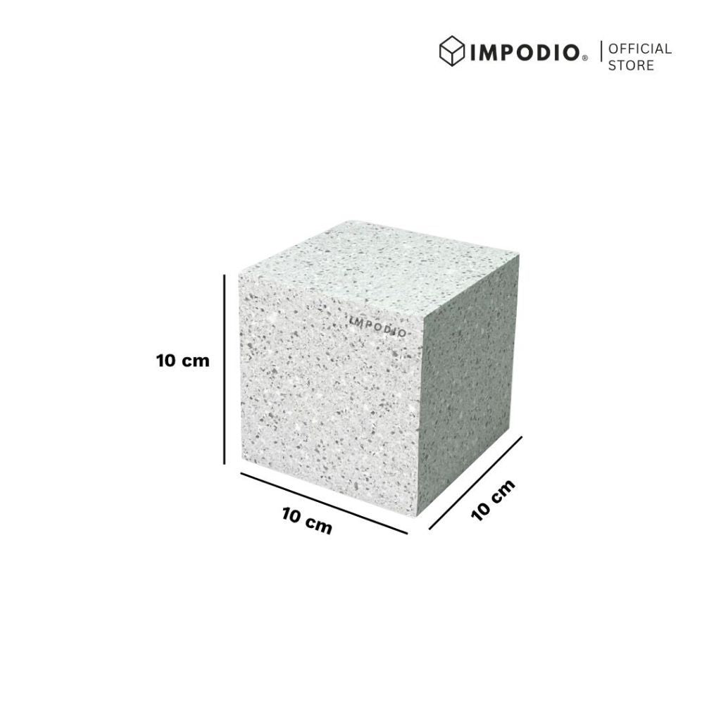 IMPODIO Display Stand Kayu Motif Terrazzo - Kubus Geometri Display Props foto Produk Skincare & Perhiasan