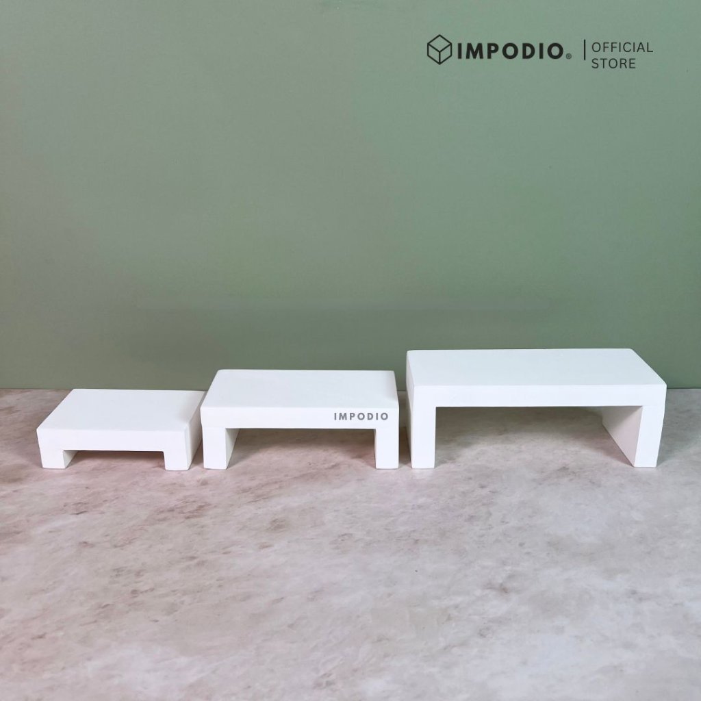 IMPODIO Rak Hoop Display Susun Produk Kayu Minimalis Set 3 Ukuran - Stand Foto Produk Aesthetic Mix Warna