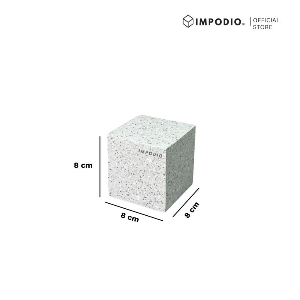 IMPODIO Display Stand Kayu Motif Terrazzo - Kubus Geometri Display Props foto Produk Skincare & Perhiasan