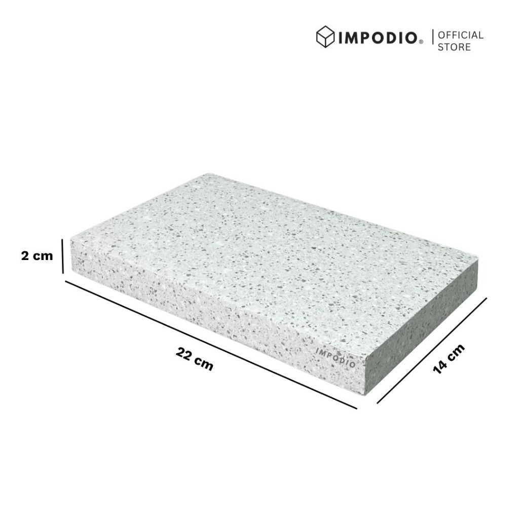 IMPODIO Display Stand Kayu Motif Terrazzo - Kubus Geometri Display Props foto Produk Skincare & Perhiasan