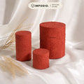 IMPODIO Set 3 PCS Mini Geometry Texture Cylinder Podium Terracotta – Properti Foto Produk Display Stand Aesthetic