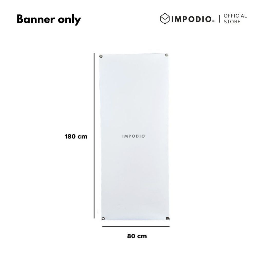 IMPODIO Banner Standing Frame Poster Display 80x180cm - Stand Banner Custom Kokoh untuk Promosi Toko Cafe Pameran dan Event Organizer