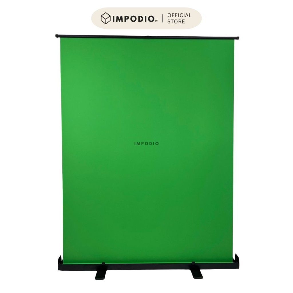 IMPODIO Green Screen 150x200cm Roll Up Portable Pull Up Stand Ground – Backdrop Background Foto Studio, Video, Live Streaming, Chroma Key & Konten Kreator