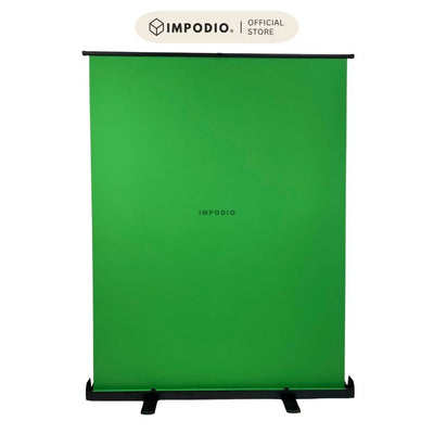 IMPODIO Green Screen 150x200cm Roll Up Portable Pull Up Stand Ground – Backdrop Background Foto Studio, Video, Live Streaming, Chroma Key & Konten Kreator