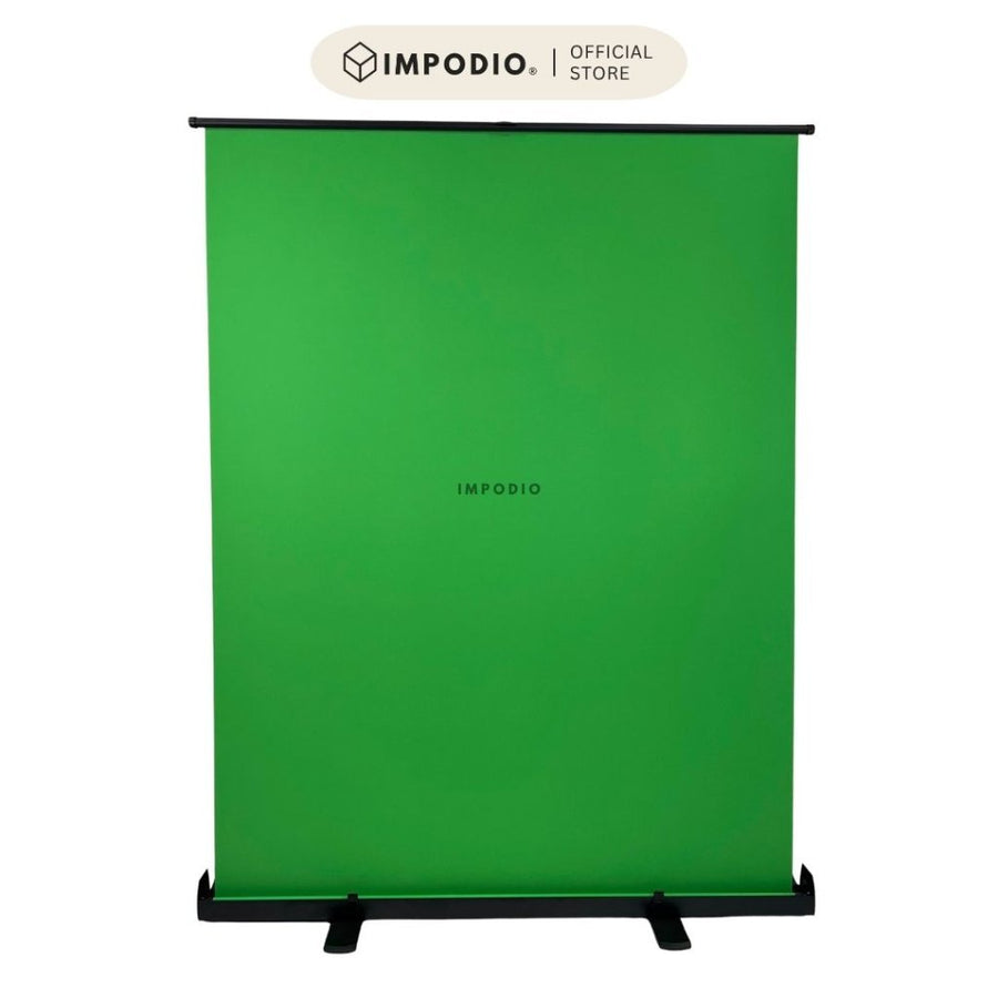 IMPODIO Green Screen 150x200cm Roll Up Portable Pull Up Stand Ground – Backdrop Background Foto Studio, Video, Live Streaming, Chroma Key & Konten Kreator