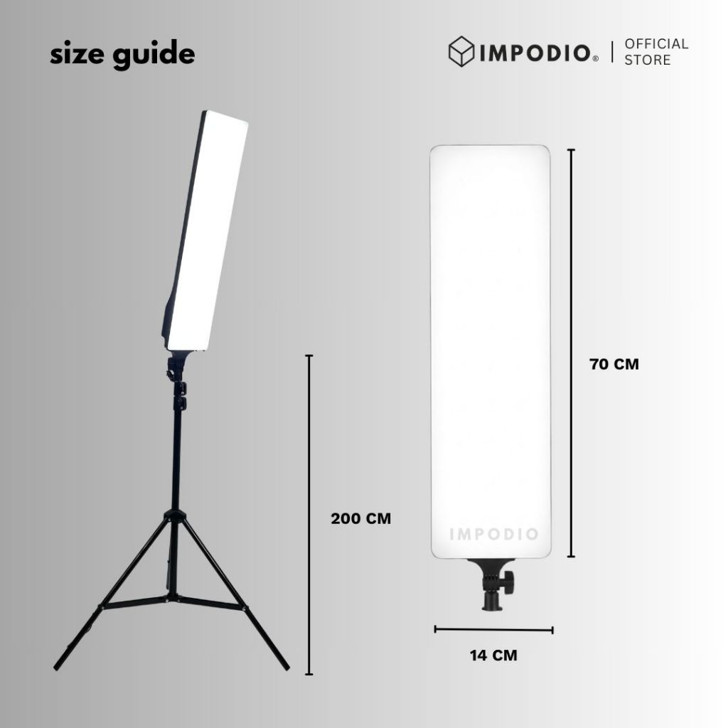 IMPODIO LuxBlade 100W Soft Light - Lampu Studio Live Stream & Foto Produk 2500 - 6500k + Tripod stand