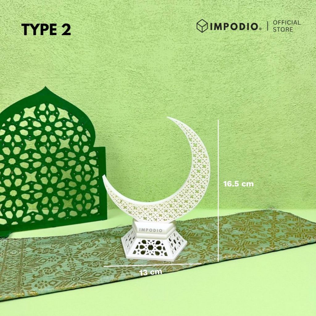 IMPODIO Ornamen Ramadhan Minimalis / Pajangan Meja Dekorasi Masjid Lebaran / Properti Foto Idul Fitri Masjid Bulan Sabit Aesthetic