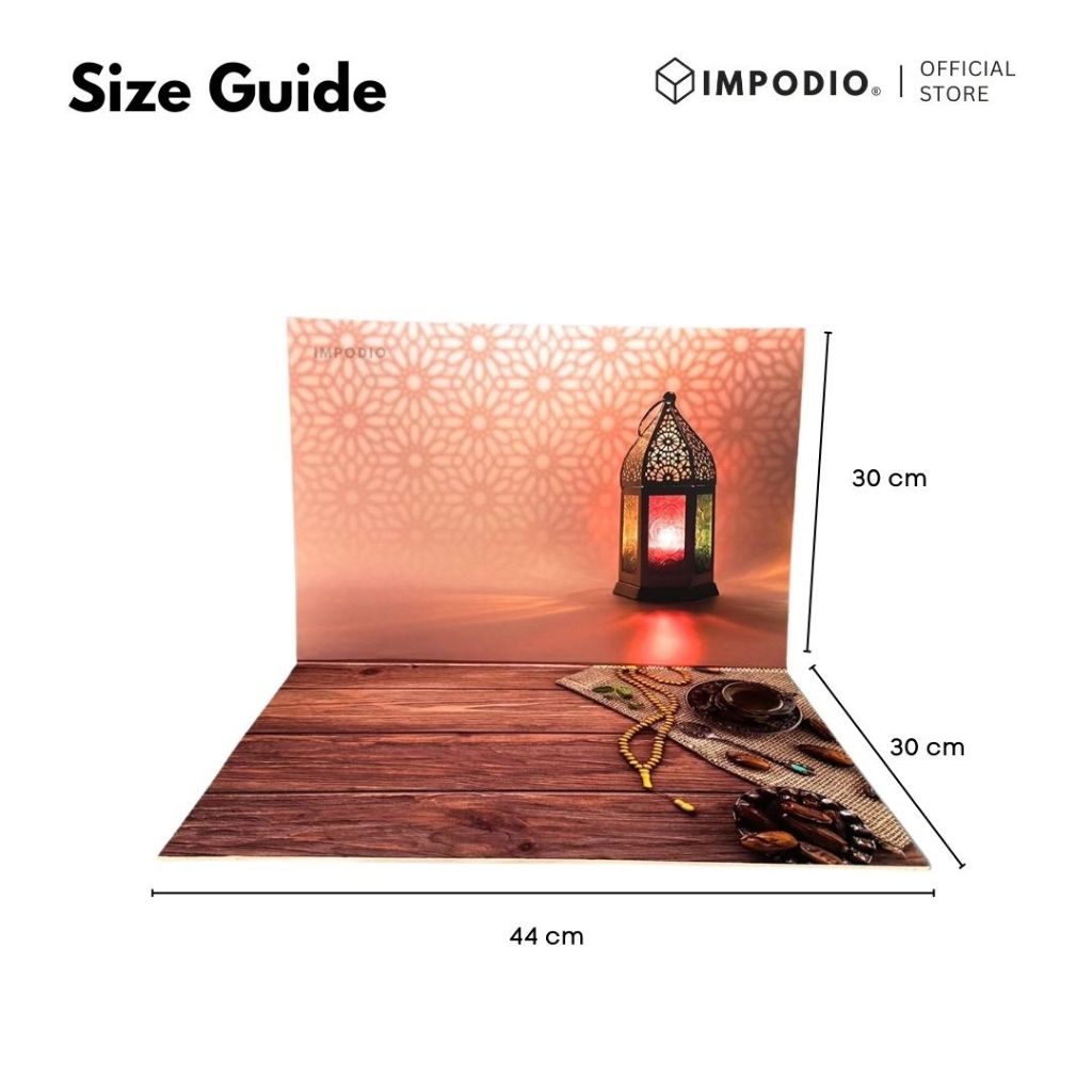 IMPODIO Bundle Mini Studio Box A2 + Alas Background Motif Lebaran - Box Foto Portable Lipat - Paket Hemat Konten Produk