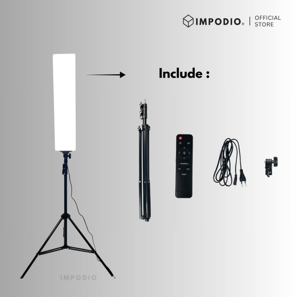 IMPODIO LuxBlade 100W Soft Light - Lampu Studio Live Stream & Foto Produk 2500 - 6500k + Tripod stand