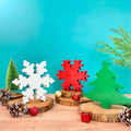 IMPODIO Dekorasi Pohon Natal Kayu & Snowflake – Pajangan Meja &