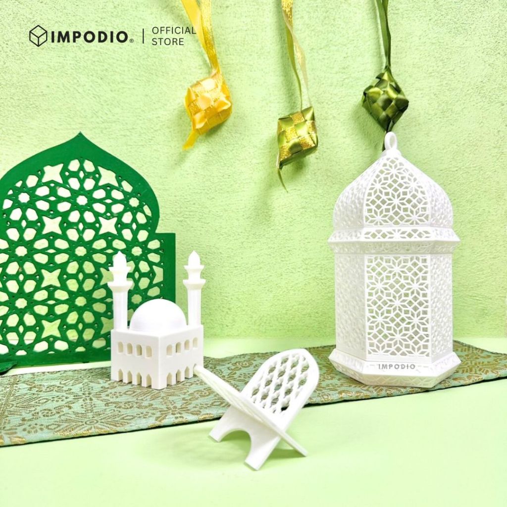 IMPODIO Ornamen Ramadhan Minimalis / Pajangan Meja Dekorasi Masjid Lebaran / Properti Foto Idul Fitri Masjid Bulan Sabit Aesthetic