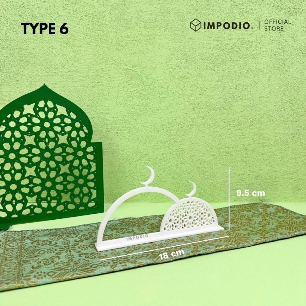 IMPODIO Ornamen Ramadhan Minimalis / Pajangan Meja Dekorasi Masjid Lebaran / Properti Foto Idul Fitri Masjid Bulan Sabit Aesthetic