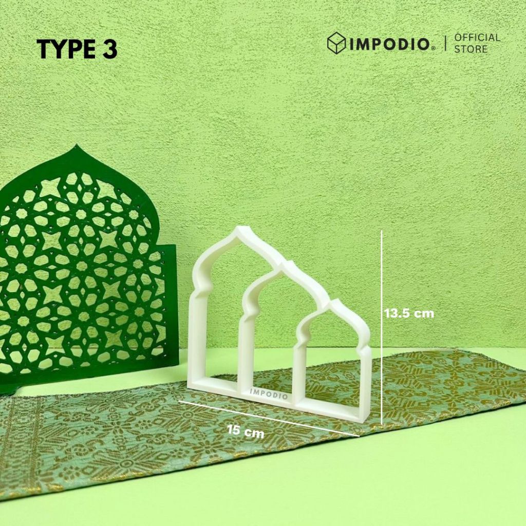 IMPODIO Ornamen Ramadhan Minimalis / Pajangan Meja Dekorasi Masjid Lebaran / Properti Foto Idul Fitri Masjid Bulan Sabit Aesthetic