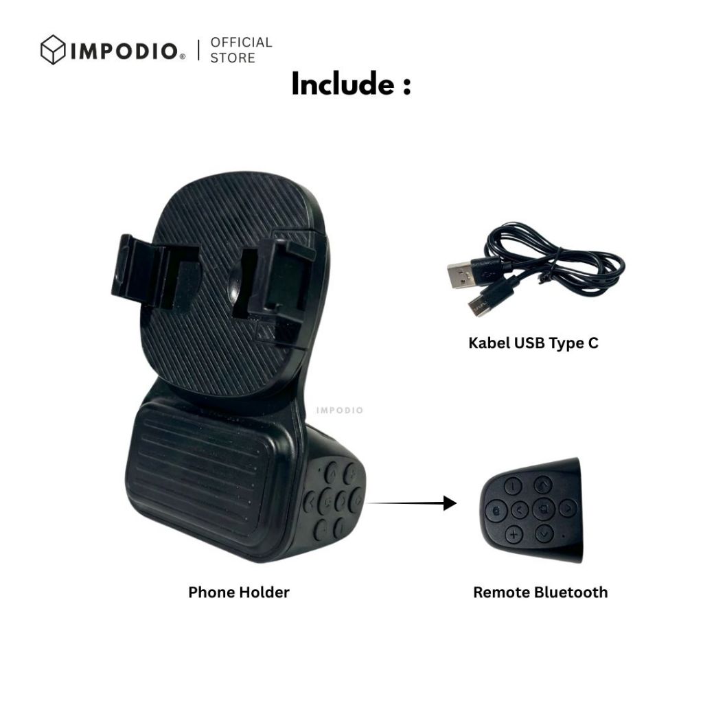IMPODIO Bluetooth Phone Assistant – Gimbal Hand Grip Stabilizer & - detail produk