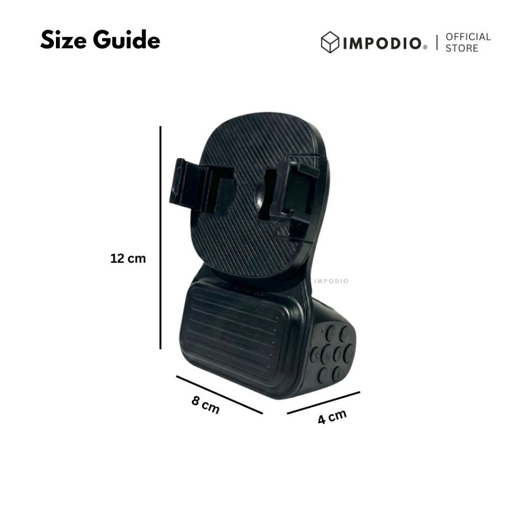 IMPODIO Bluetooth Phone Assistant – Gimbal Hand Grip Stabilizer & - tampak samping