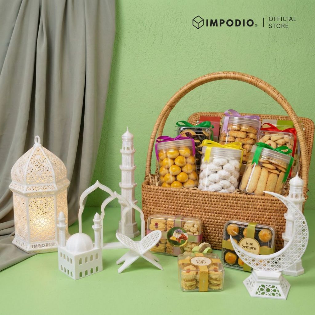 IMPODIO Ornamen Ramadhan Minimalis / Pajangan Meja Dekorasi Masjid Lebaran / Properti Foto Idul Fitri Masjid Bulan Sabit Aesthetic