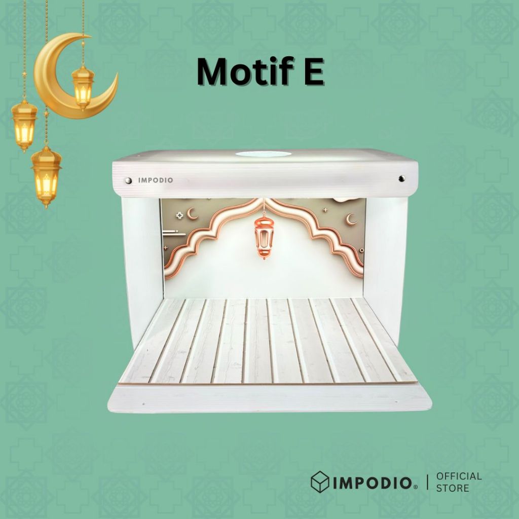 IMPODIO Bundle Mini Studio Box A2 + Alas Background Motif Lebaran - Box Foto Portable Lipat - Paket Hemat Konten Produk