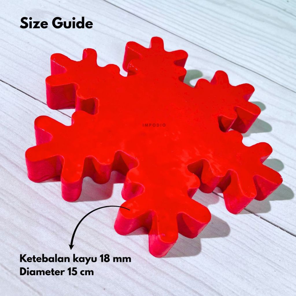 IMPODIO Dekorasi Pohon Natal Kayu & Snowflake - Pajangan Meja & Properti Fotografi Produk | Ornamen Holiday