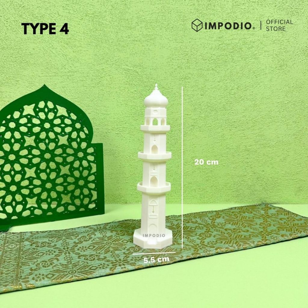 IMPODIO Ornamen Ramadhan Minimalis / Pajangan Meja Dekorasi Masjid Lebaran / Properti Foto Idul Fitri Masjid Bulan Sabit Aesthetic