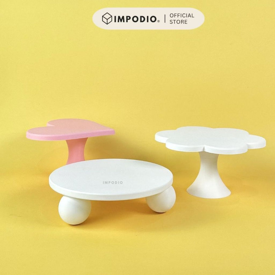 IMPODIO Stand Cake Aesthetic - Tatakan Kue Bentuk bulat Hati Bunga /Properti Dekorasi Meja Event & Display Aesthetic