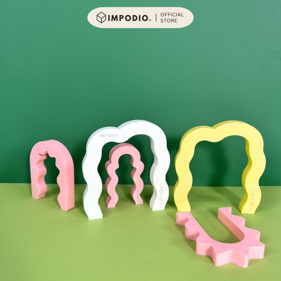 IMPODIO Set 5 pcs Properti Foto Produk Minimalis Model Gelombang Wavy Arch Pastel - Pajangan Meja & props foto produk estetik
