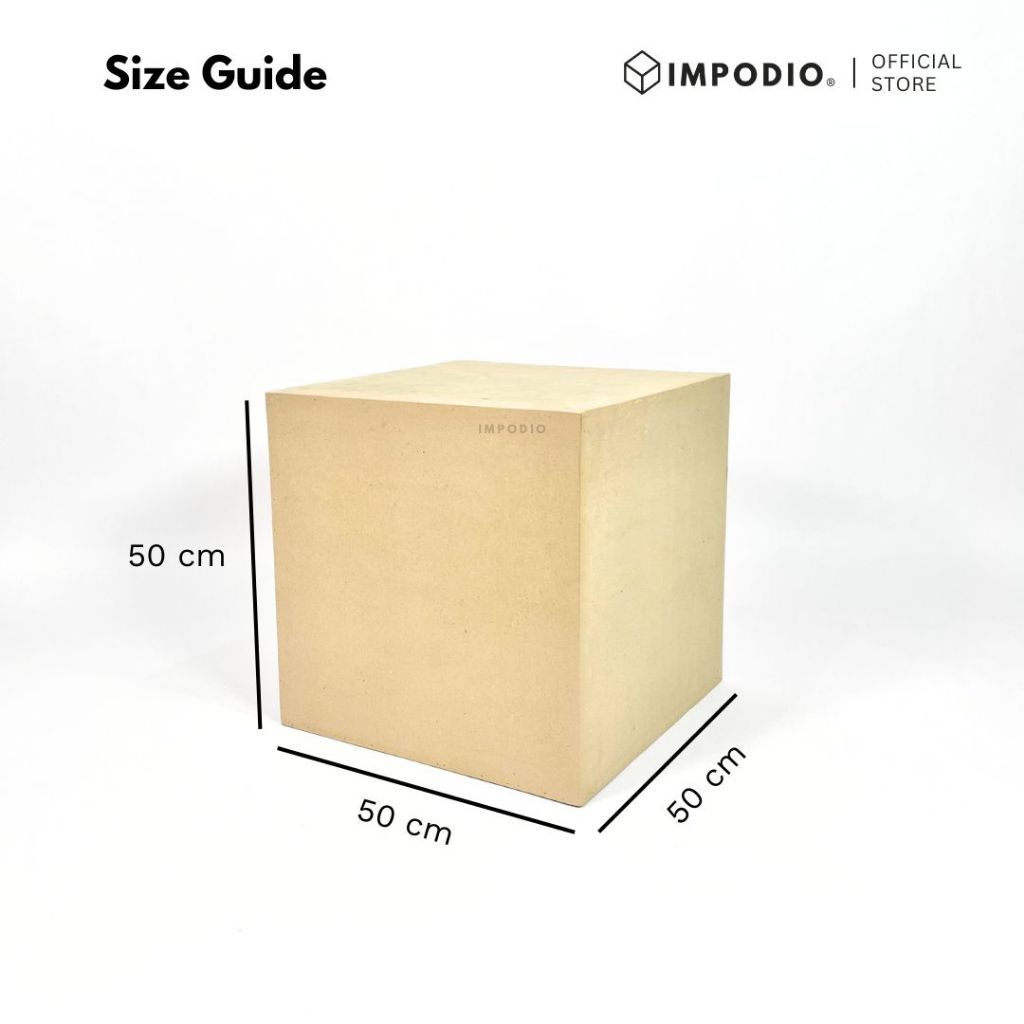 IMPODIO Podium Box Custom Branding 50x50x50 cm – Kubus Display Printing Sticker - Box Display Produk Pameran & Event - Properti Foto Estetik Booth Promosi