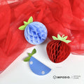 IMPODIO Honeycomb Paper Strawberry Blueberry 3D – Gantungan Dekorasi Pesta Buah Kertas Lipat Aesthetic Party Decor