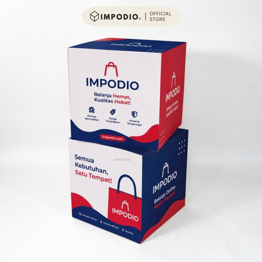 IMPODIO Podium Box Custom Branding 50x50x50 cm – Kubus Display Printing Sticker - Box Display Produk Pameran & Event - Properti Foto Estetik Booth Promosi