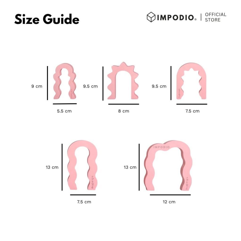 IMPODIO Set 5 pcs Properti Foto Produk Minimalis Model Gelombang Wavy Arch Pastel - Pajangan Meja & props foto produk estetik