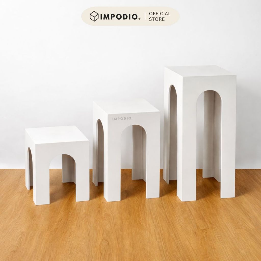 IMPODIO Podium Kotak Arch 30x30cm - Tinggi 40cm 60cm 80cm - Properti Foto Produk Display Estetik