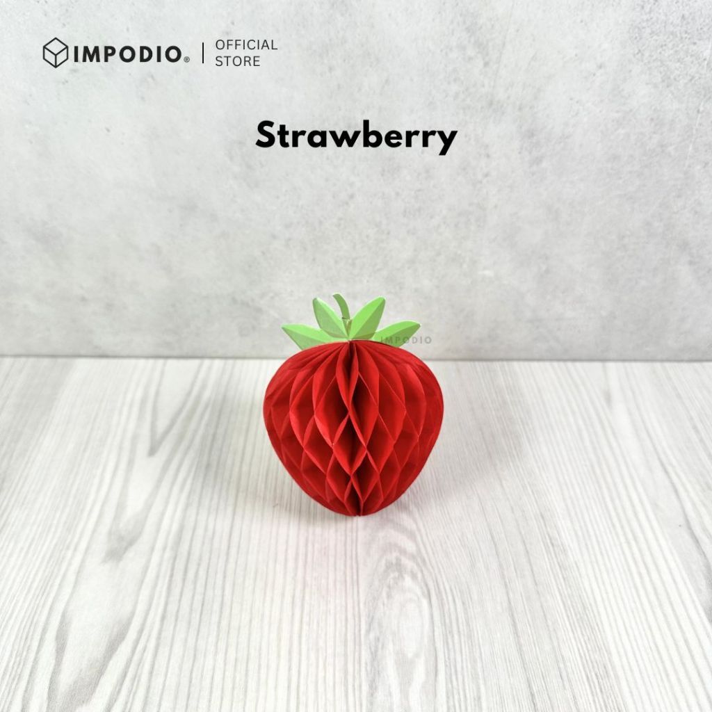 IMPODIO Honeycomb Paper Strawberry Blueberry 3D – Gantungan Dekorasi Pesta Buah Kertas Lipat Aesthetic Party Decor