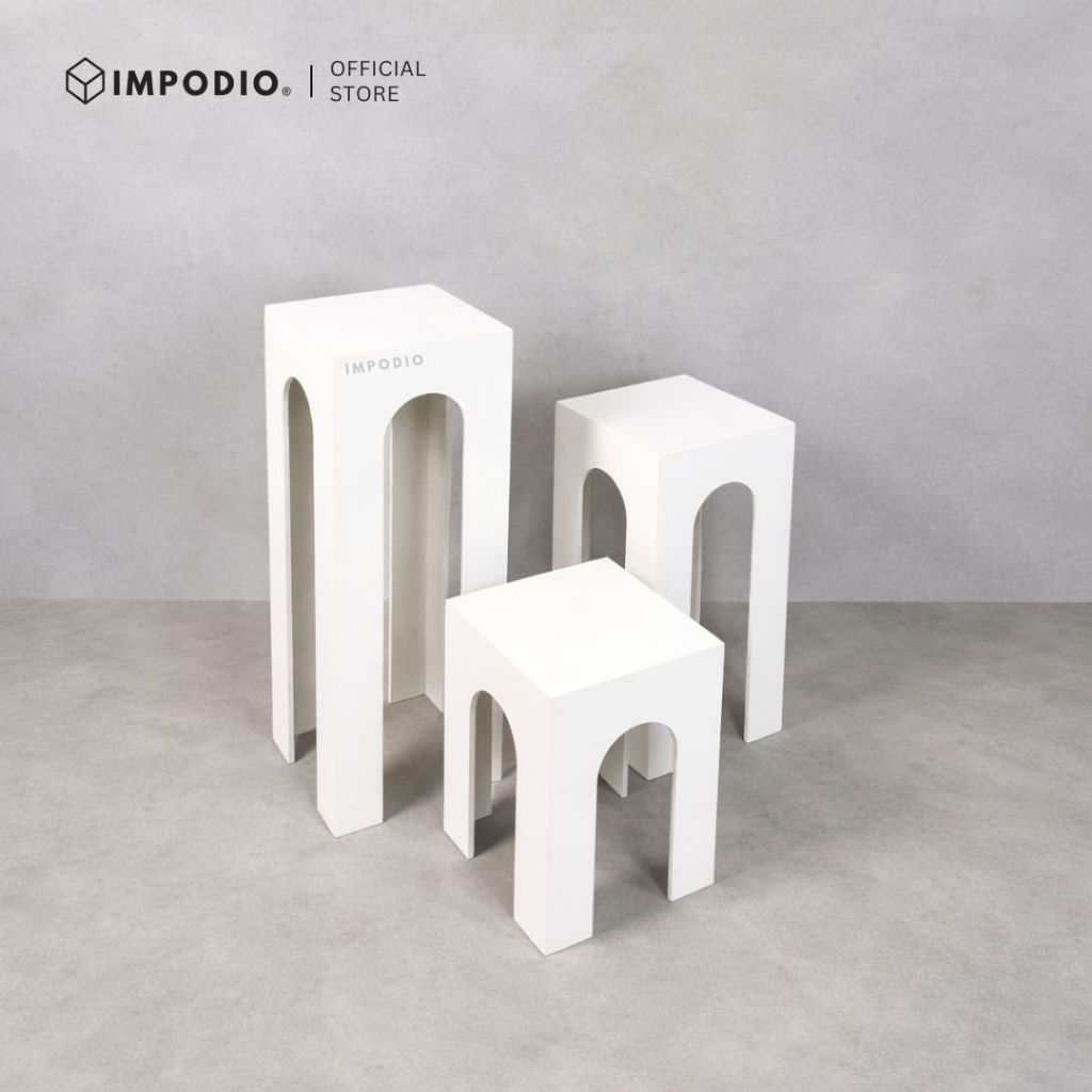 IMPODIO Podium Kotak Arch 30x30cm - Tinggi 40cm 60cm 80cm - Properti Foto Produk Display Estetik