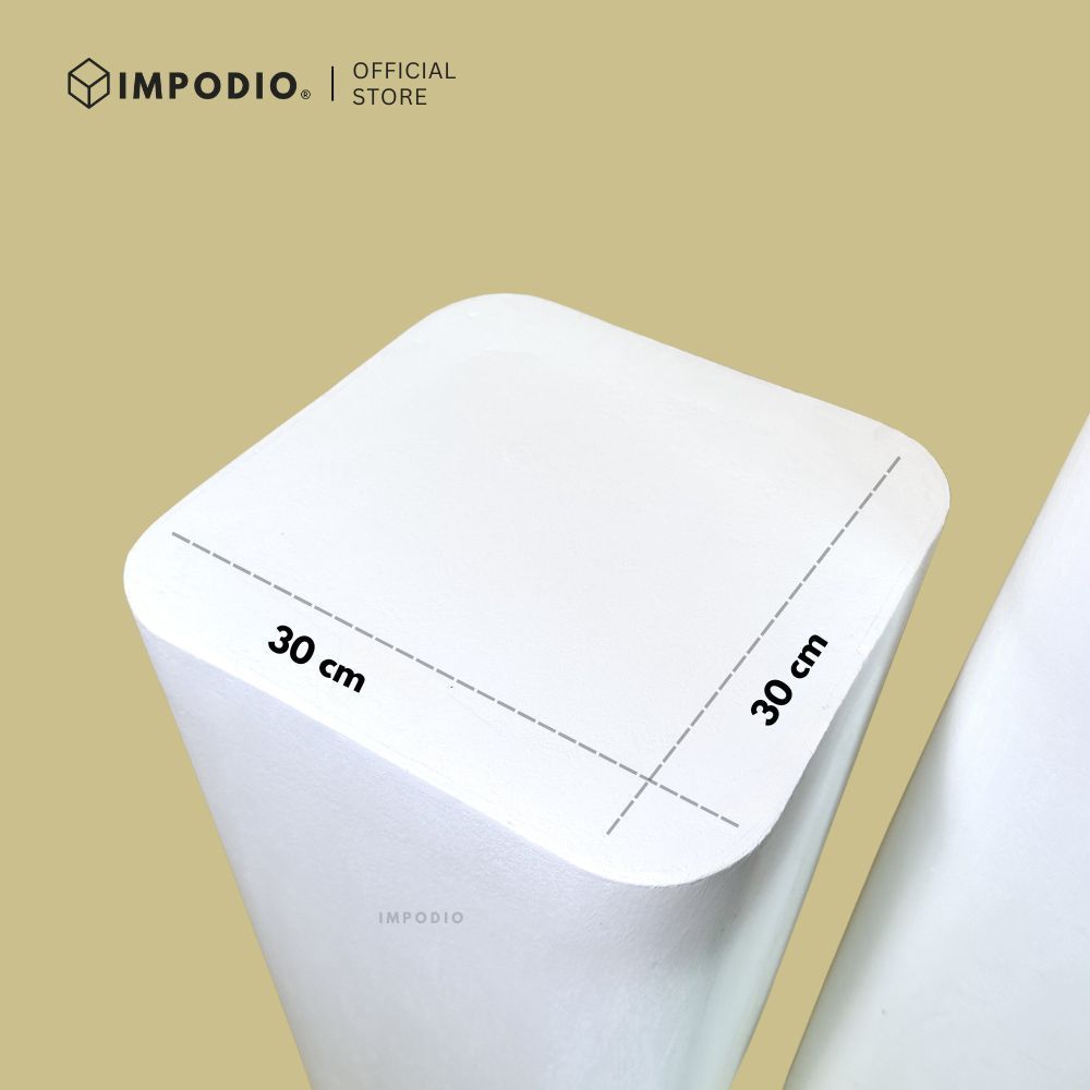 IMPODIO Rounded Square Podium JUMBO 30 cm Tinggi 40/60/80 cm – Standing Display Produk, Cake Table, Booth & Dekorasi