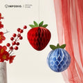 IMPODIO Honeycomb Paper Strawberry Blueberry 3D – Gantungan Dekorasi Pesta Buah Kertas Lipat Aesthetic Party Decor