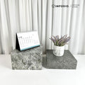 IMPODIO Podium Kubus Display Produk Motif Marmer Kayu Beton Batu Semen - Properti Foto Produk Aesthetic - Tatakan Alas Display Studio Foto Minimalis - Dekorasi Photoshoot