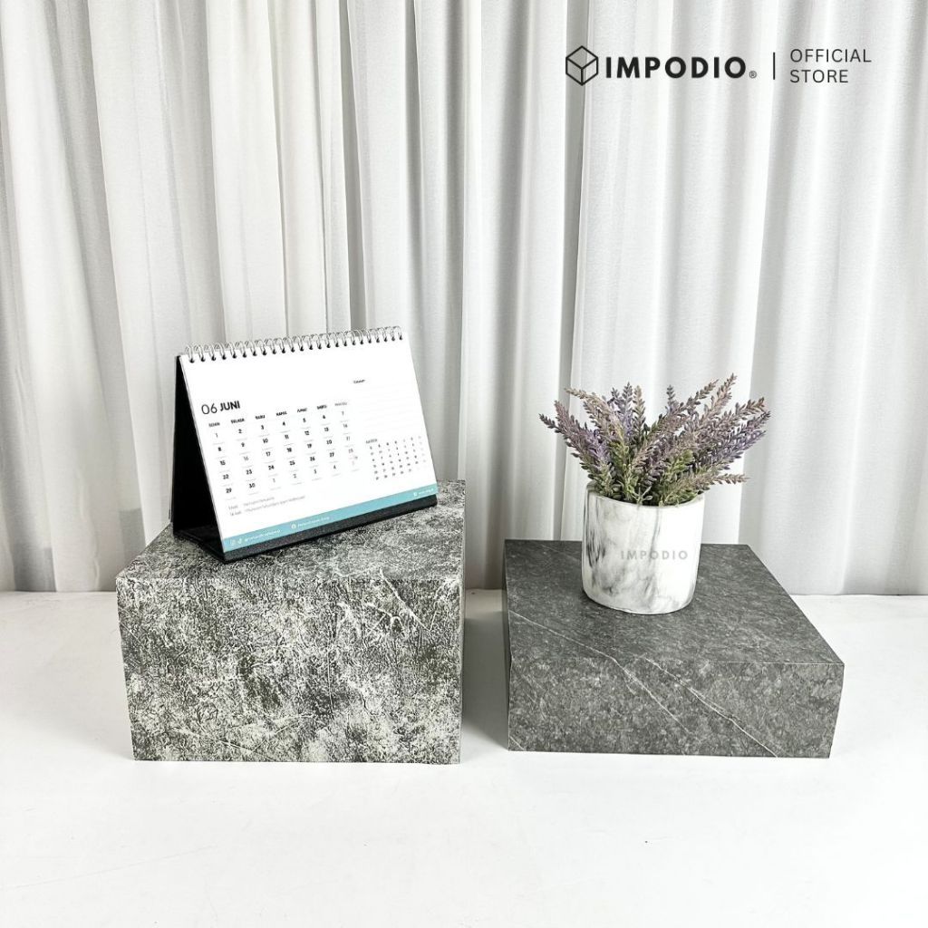 IMPODIO Podium Kubus Display Produk Motif Marmer Kayu Beton Batu Semen - Properti Foto Produk Aesthetic - Tatakan Alas Display Studio Foto Minimalis - Dekorasi Photoshoot