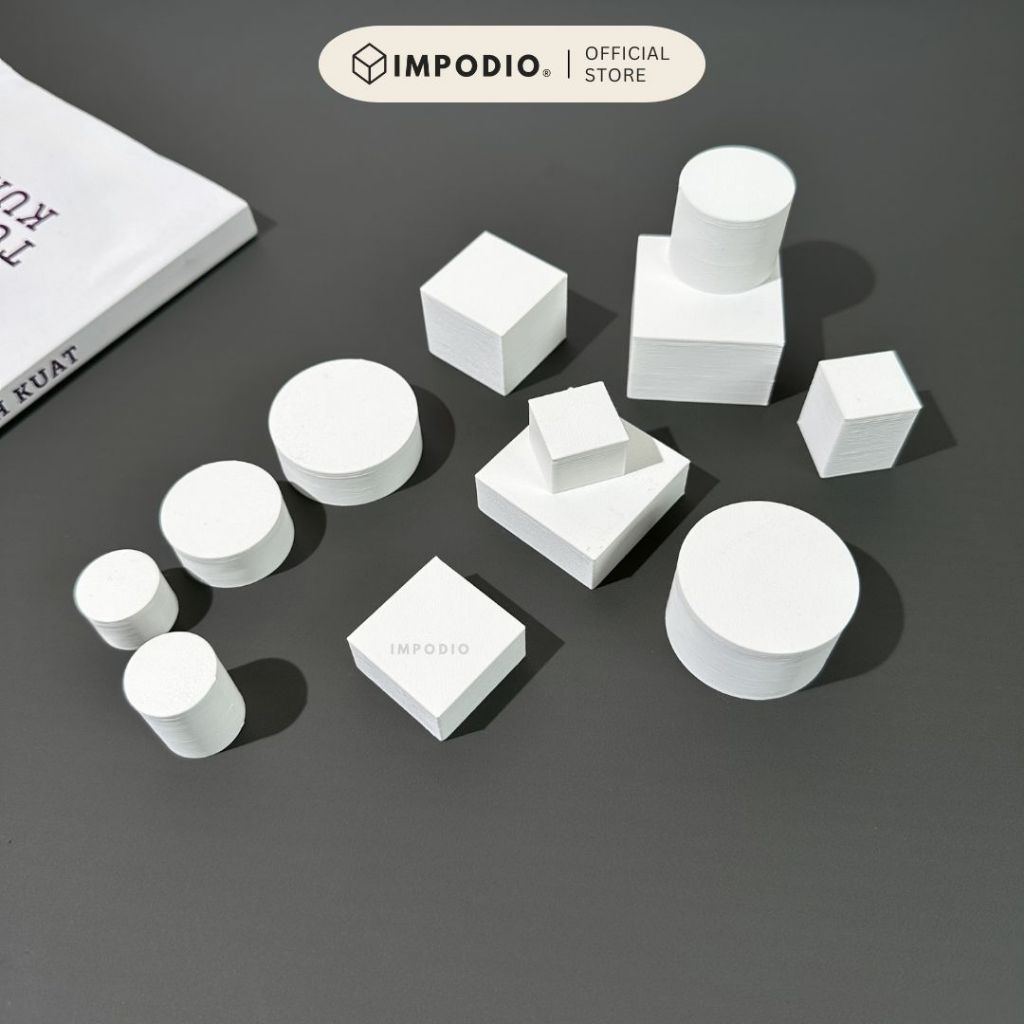 IMPODIO Set Geometry Mini 6 pcs – Prop Foto Produk Bulat & Kotak – Podium Display Mini untuk Konten & UMKM
