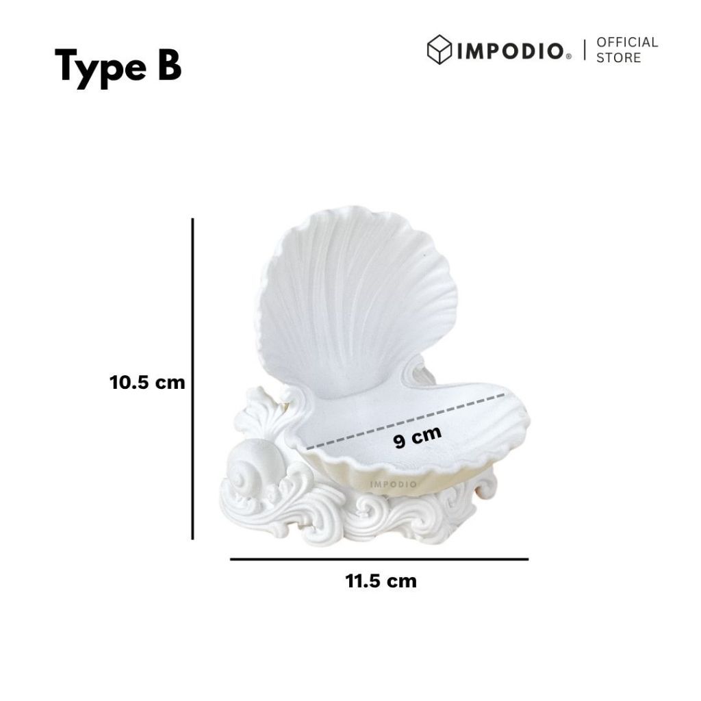 IMPODIO Shell Jewelry Tray Aesthetic Vintage – Tempat Perhiasan Kerang Estetik Jewelry Holder Dekorasi Meja & Foto Produk