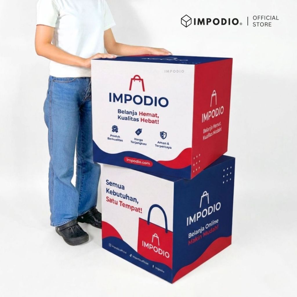 IMPODIO Podium Box Custom Branding 50x50x50 cm – Kubus Display Printing Sticker - Box Display Produk Pameran & Event - Properti Foto Estetik Booth Promosi