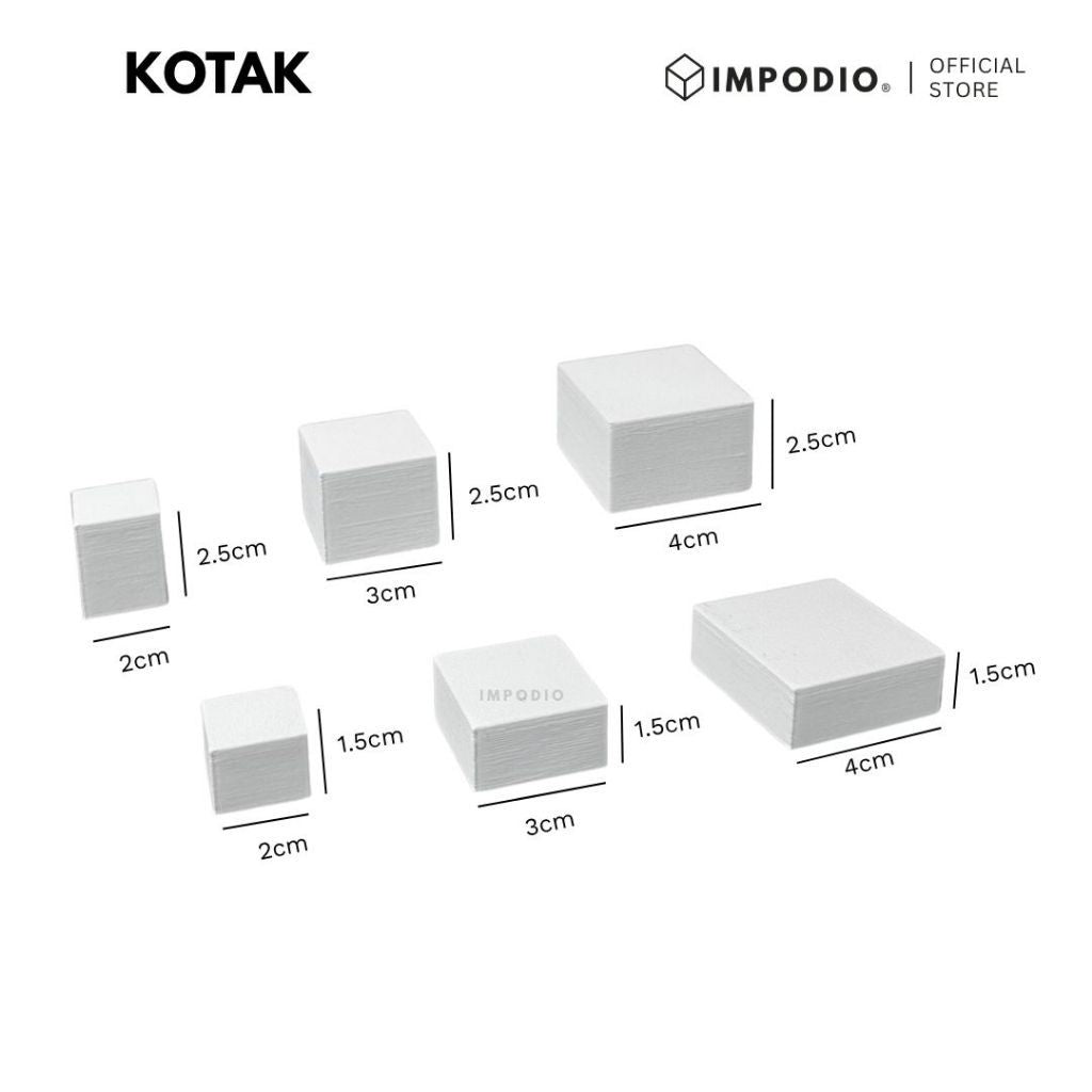 IMPODIO Set Geometry Mini 6 pcs – Prop Foto Produk Bulat & Kotak – Podium Display Mini untuk Konten & UMKM