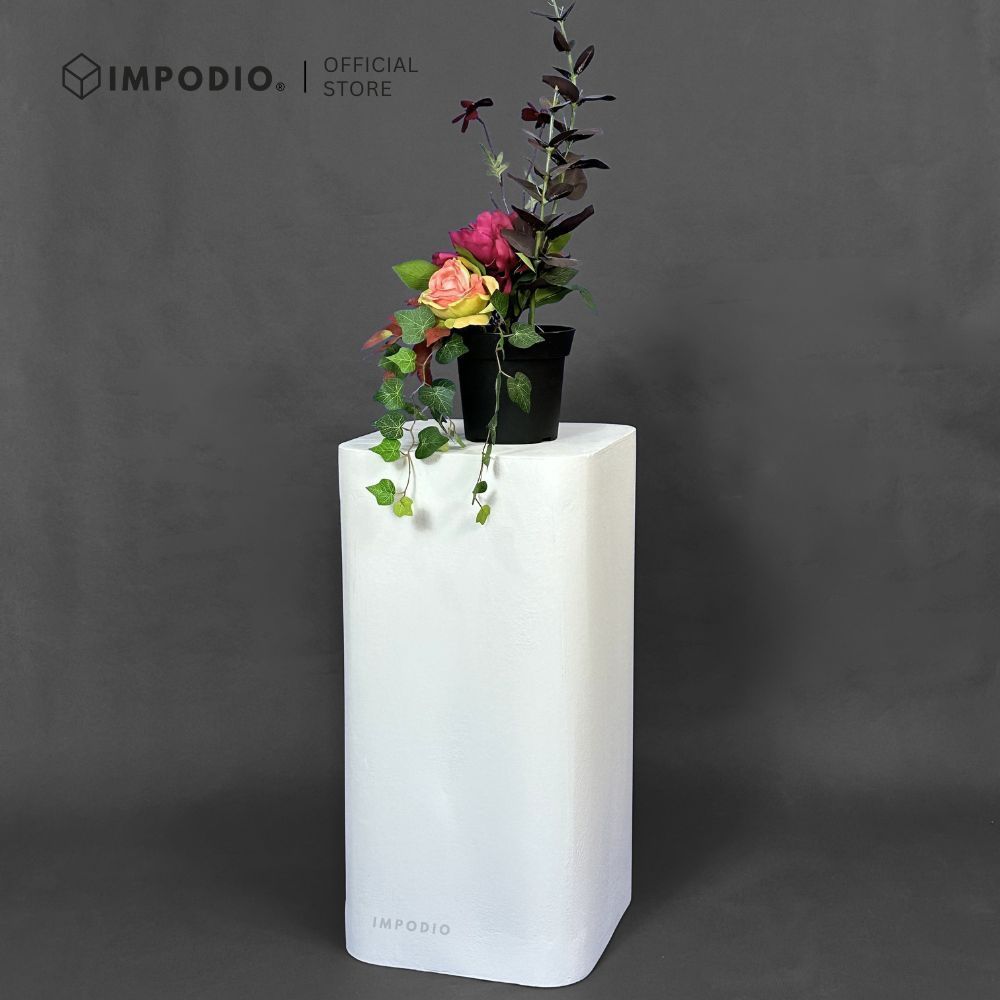 IMPODIO Rounded Square Podium JUMBO 30 cm Tinggi 40/60/80 cm – Standing Display Produk, Cake Table, Booth & Dekorasi