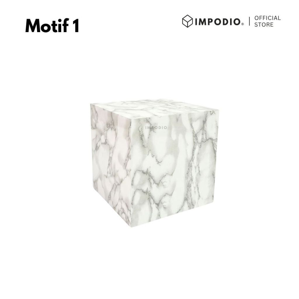 IMPODIO Podium Kubus Display Produk Motif Marmer Kayu Beton Batu Semen - Properti Foto Produk Aesthetic - Tatakan Alas Display Studio Foto Minimalis - Dekorasi Photoshoot