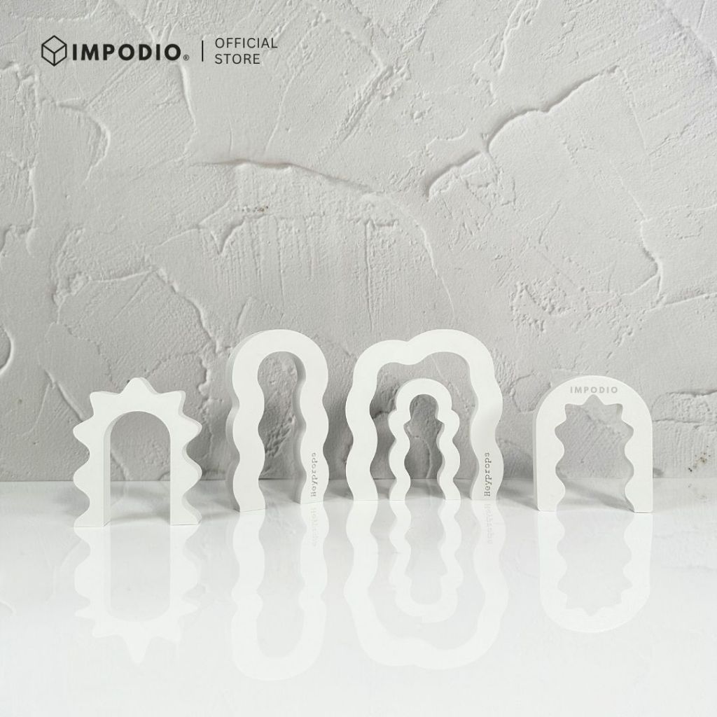 IMPODIO Set 5 pcs Properti Foto Produk Minimalis Model Gelombang Wavy Arch Pastel - Pajangan Meja & props foto produk estetik