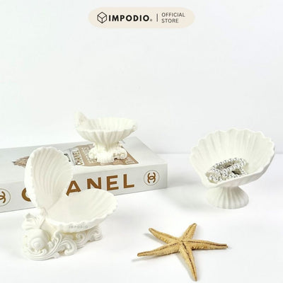 IMPODIO Shell Jewelry Tray Aesthetic Vintage – Tempat Perhiasan Kerang Estetik Jewelry Holder Dekorasi Meja & Foto Produk