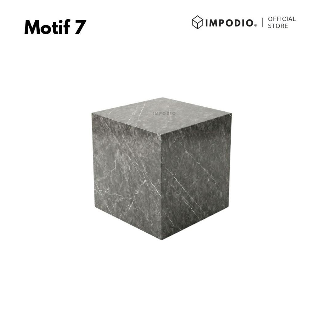 IMPODIO Podium Kubus Display Produk Motif Marmer Kayu Beton Batu Semen - Properti Foto Produk Aesthetic - Tatakan Alas Display Studio Foto Minimalis - Dekorasi Photoshoot