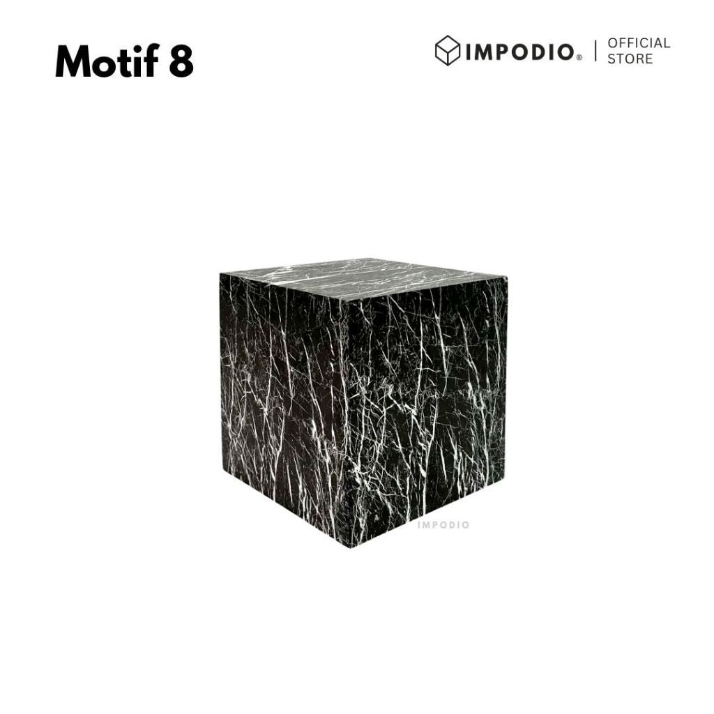 IMPODIO Podium Kubus Display Produk Motif Marmer Kayu Beton Batu Semen - Properti Foto Produk Aesthetic - Tatakan Alas Display Studio Foto Minimalis - Dekorasi Photoshoot