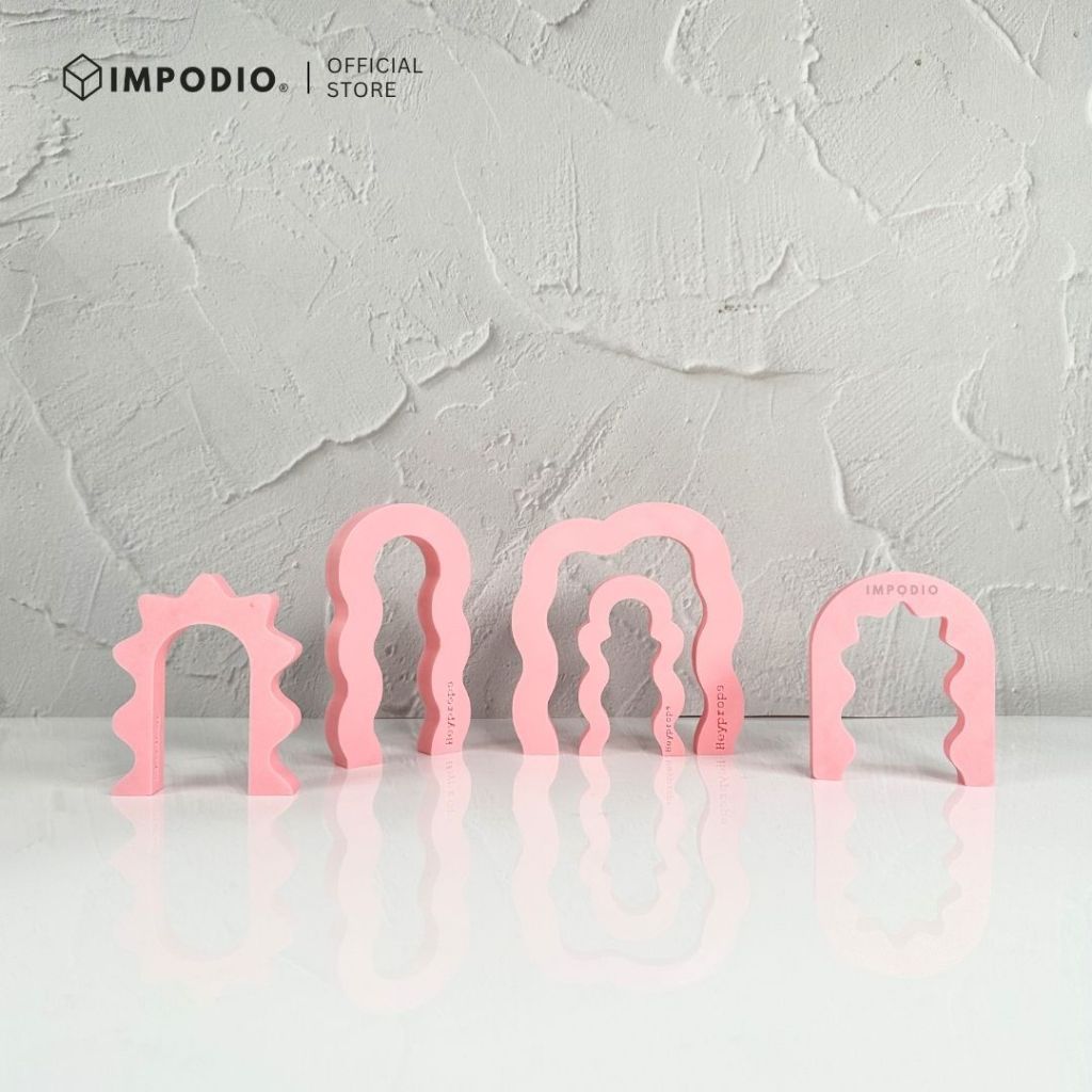 IMPODIO Set 5 pcs Properti Foto Produk Minimalis Model Gelombang Wavy Arch Pastel - Pajangan Meja & props foto produk estetik